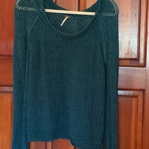 Free People Deep Teal Crew Neck Sweater